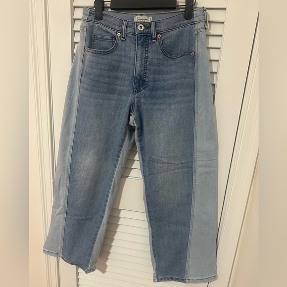 Jessica Simpson Bicolored Blue Denim Wide Legged Jeans, Size 4/27 - Picture 5 of 8